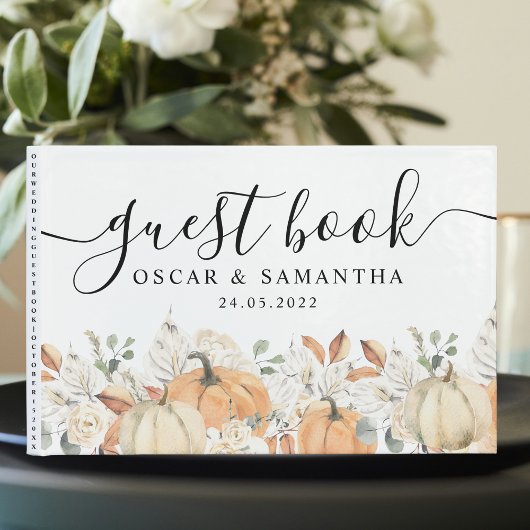 Trendfarbene Blume & Pumpkins Herbst Gästebuch