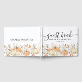 Trendfarbene Blume & Pumpkins Herbst Gästebuch (Voll)