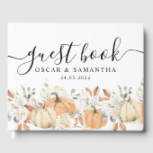 Trendfarbene Blume & Pumpkins Herbst Gästebuch (Vorderseite)