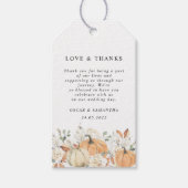 Trendfarbene Blume & Pumpkins Herbst Geschenkanhänger (Vorderseite)