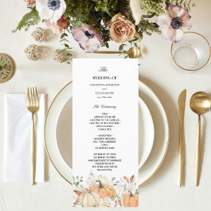 Trendfarbene Blume & Pumpkins Herbst Menükarte