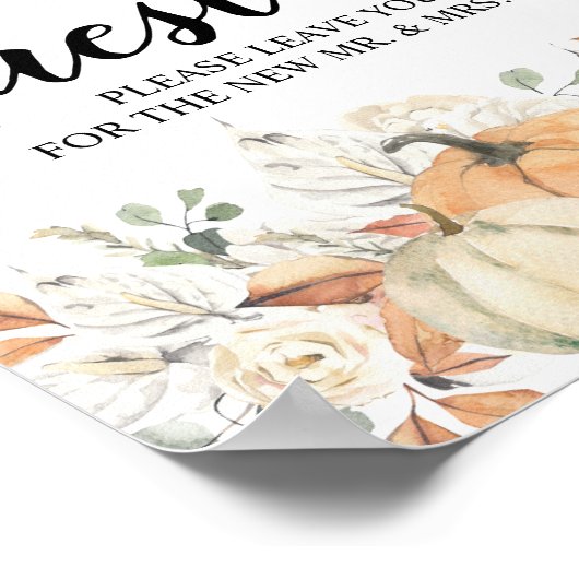 Trendfarbene Blume & Pumpkins Herbst Poster (Ecke)