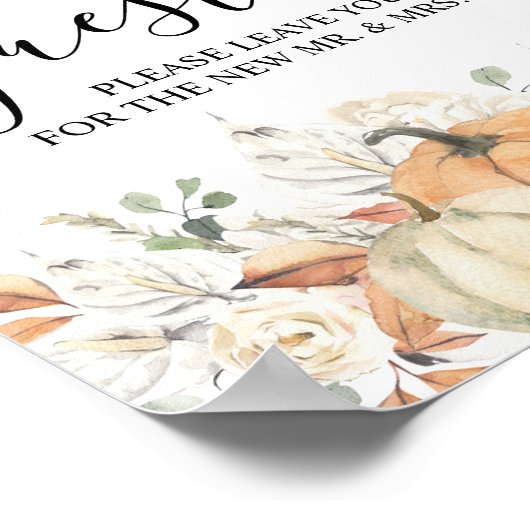 Trendfarbene Blume & Pumpkins Herbst Poster (Ecke)