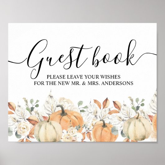 Trendfarbene Blume & Pumpkins Herbst Poster (Vorne)