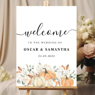 Trendfarbene Blume & Pumpkins Herbst Poster