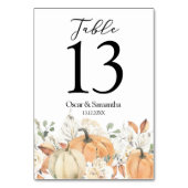 Trendfarbene Blume & Pumpkins Herbst Tischnummer (Rückseite)