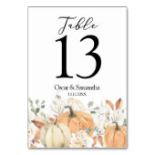 Trendfarbene Blume & Pumpkins Herbst Tischnummer (Vorderseite)