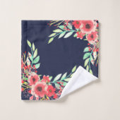 Trendfarbene Blume und Folien Badhandtuch Set (Waschlappen)