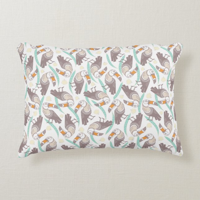 Trendfarbene exotische Toucans Dekokissen (Vorderseite)