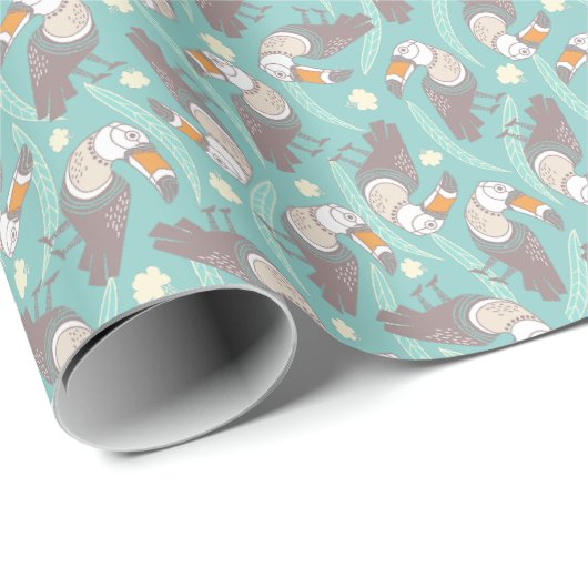 Trendfarbene exotische Toucans Geschenkpapier (Rolleneckpunkt)