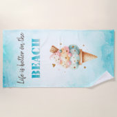 Trendfarbene, farbenfrohe Eiscreme Strandtuch (Vorderseite)