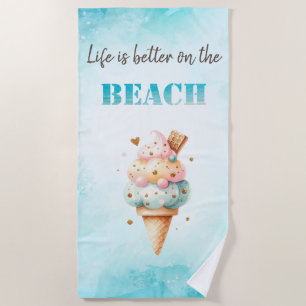 Trendfarbene, farbenfrohe Eiscreme Strandtuch