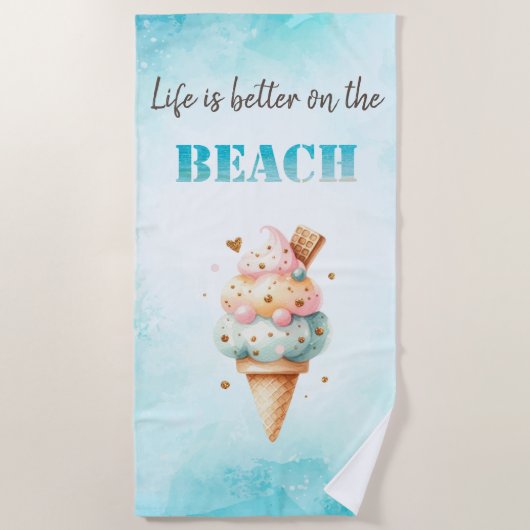 Trendfarbene, farbenfrohe Eiscreme Strandtuch (Vorderseite)