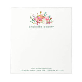 Trendfarbene Flora mit dem Firmennamen Notizblock