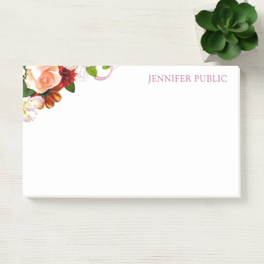 Trendfarbene, florale Wasserfarbe Moderne Vorlage Post-it Klebezettel (Büro)