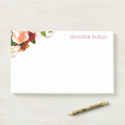 Trendfarbene, florale Wasserfarbe Moderne Vorlage Post-it Klebezettel (Auf Schreibtisch)
