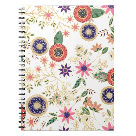 Trendfarbene Folklore Originelles Goldenes Design Notizblock (Vorderseite)