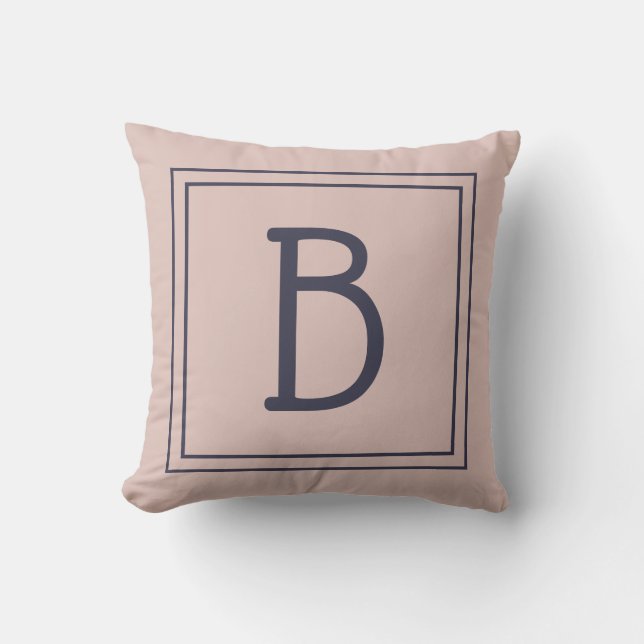 Trendfarbene Gerahmte Monogram, weich rosa und dun Kissen (Vorderseite)