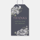 Trendfarbene Gipskraut Babydusche Geschenkanhänger (Vorderseite)