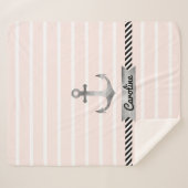 Trendfarbene, hellrosa Streifen und Aquarellfarben Sherpadecke (Vorderseite (Horizontal))