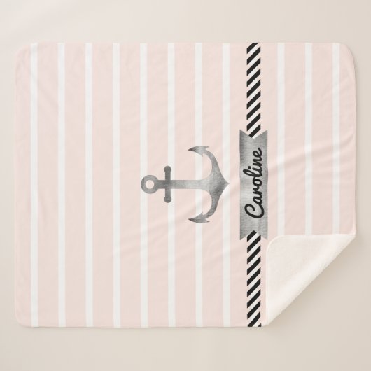 Trendfarbene, hellrosa Streifen und Aquarellfarben Sherpadecke (Vorderseite (Horizontal))