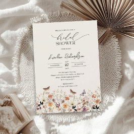 Trendfarbene Herbstfarben Wildblumen Brautparty Einladung