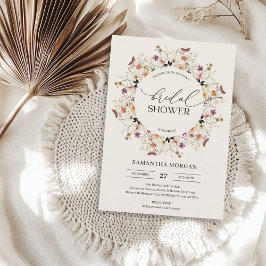 Trendfarbene Herbstfarben Wildblumen Brautparty Einladung