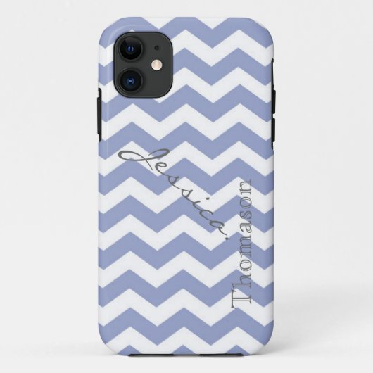 Trendfarbene, klassisch hellblaue Zickzack Zickzac Case-Mate iPhone Hülle (Rückseite)
