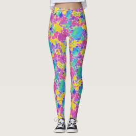 Trendfarbene, Künstlerische Spritzer Leggings