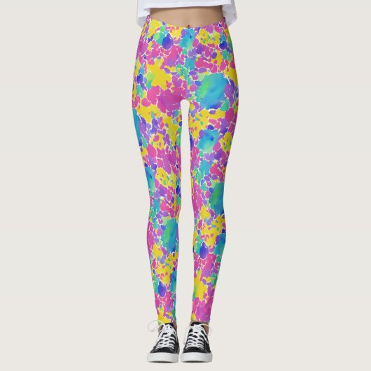 Trendfarbene, Künstlerische Spritzer Leggings (Vorderseite)