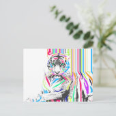 Trendfarbene, lebendige Neonstreifen-Tigerfarbe Postkarte (Stehend Vorderseite)