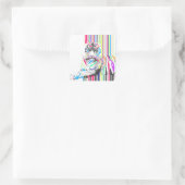 Trendfarbene, lebendige Neonstreifen-Tigerfarbe Quadratischer Aufkleber (Tasche)