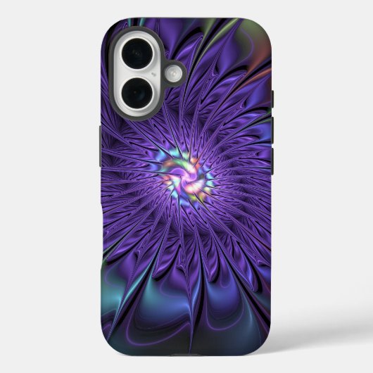Trendfarbene Moderne Abstrakte Fraktal Blume Case-Mate iPhone Hülle (Rückseite)