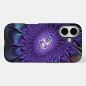 Trendfarbene Moderne Abstrakte Fraktal Blume Case-Mate iPhone Hülle (Rückseite (Horizontal))