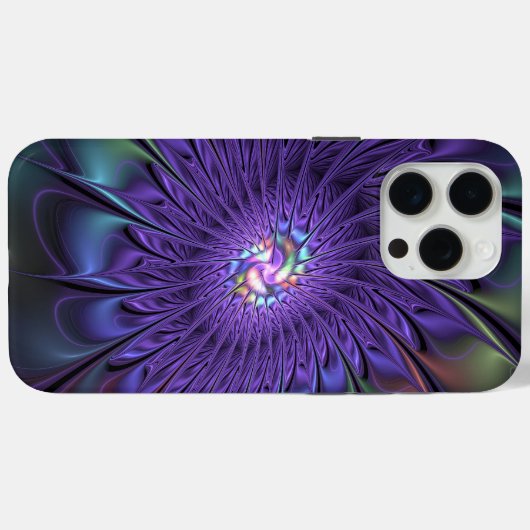 Trendfarbene Moderne Abstrakte Fraktal Blume Case-Mate iPhone Hülle (Rückseite (Horizontal))