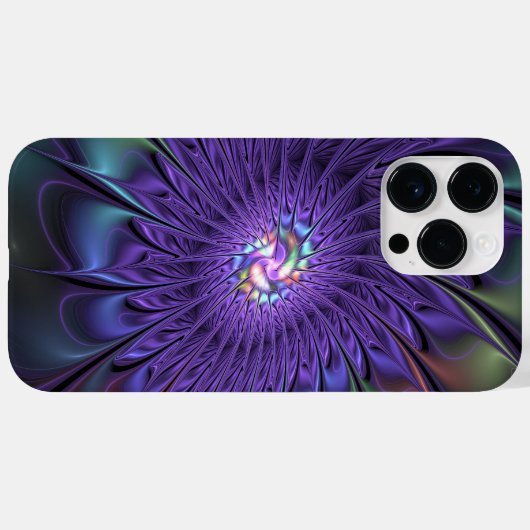 Trendfarbene Moderne Abstrakte Fraktal Blume Case-Mate iPhone Hülle (Rückseite (Horizontal))