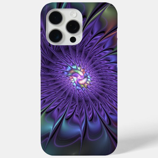 Trendfarbene Moderne Abstrakte Fraktal Blume Case-Mate iPhone Hülle (Rückseite)