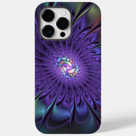 Trendfarbene Moderne Abstrakte Fraktal Blume Case-Mate iPhone 14 Pro Max Hülle