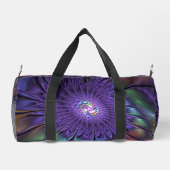 Trendfarbene Moderne Abstrakte Fraktal Blume Duffle Bag (Rückseite)