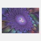 Trendfarbene Moderne Abstrakte Fraktal Blume Geschenkpapier Set (Vorderseite)