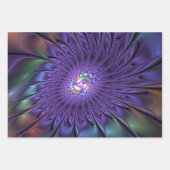 Trendfarbene Moderne Abstrakte Fraktal Blume Geschenkpapier Set (Vorderseite 2)