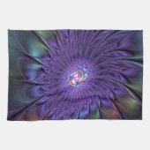 Trendfarbene Moderne Abstrakte Fraktal Blume Geschirrtuch (Horizontal)