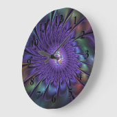 Trendfarbene Moderne Abstrakte Fraktal Blume Große Wanduhr (Winkel)