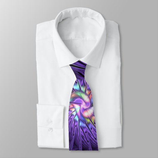 Trendfarbene Moderne Abstrakte Fraktal Blume Krawatte (Gebunden)