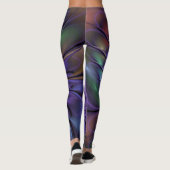 Trendfarbene Moderne Abstrakte Fraktal Blume Leggings (Rückseite)