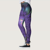 Trendfarbene Moderne Abstrakte Fraktal Blume Leggings (Links)
