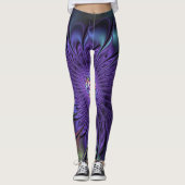 Trendfarbene Moderne Abstrakte Fraktal Blume Leggings (Vorderseite)