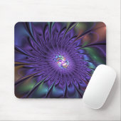 Trendfarbene Moderne Abstrakte Fraktal Blume Mousepad (Mit Mouse)