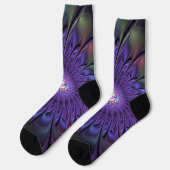 Trendfarbene Moderne Abstrakte Fraktal Blume Socken (Linkes Detail)