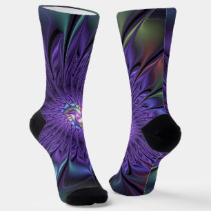 Trendfarbene Moderne Abstrakte Fraktal Blume Socken